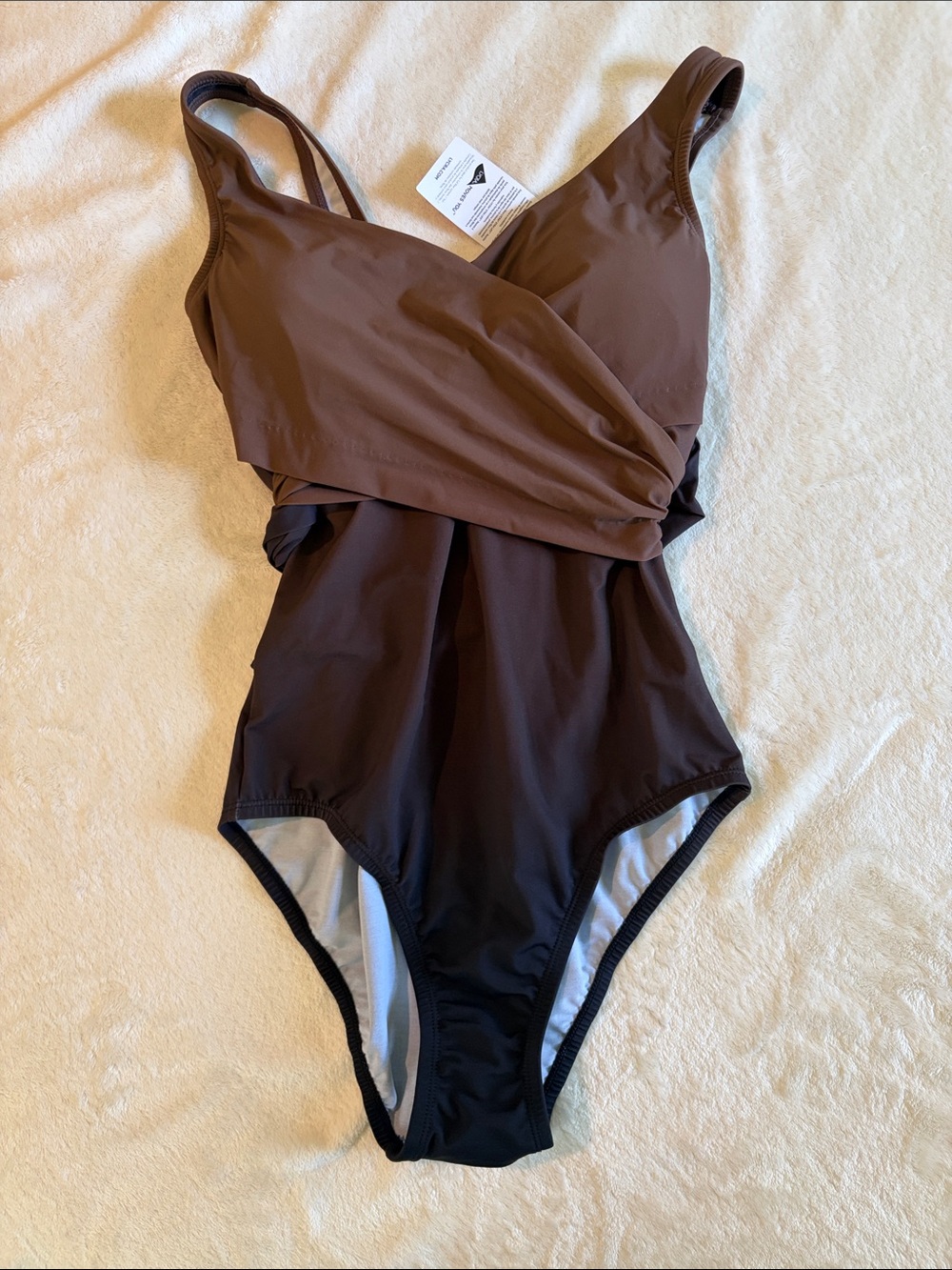 Lands' End Brown Crossover One-Piece Swimsuit